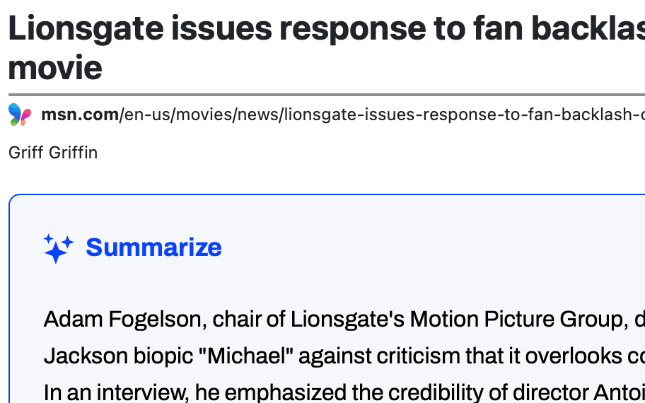 AI page summaries, on demand in Chrome